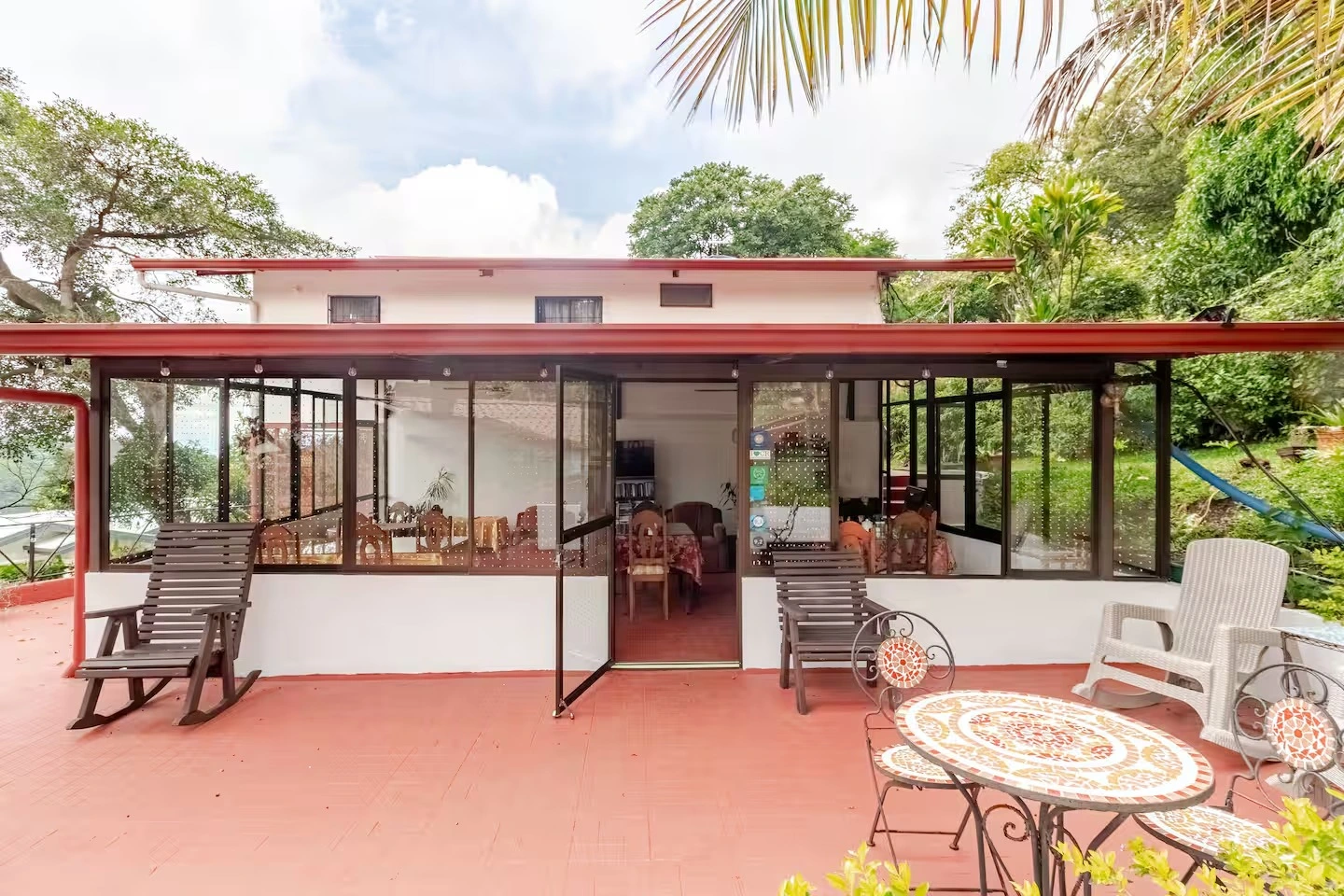 Open-air covered rancho beside the heated saltwater pool