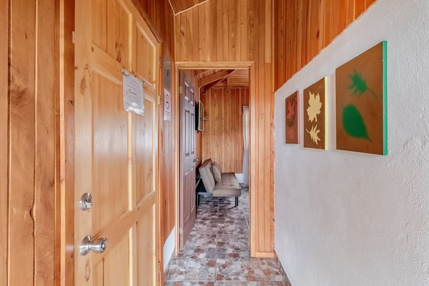 Poas Cottage hallway leading to the living area